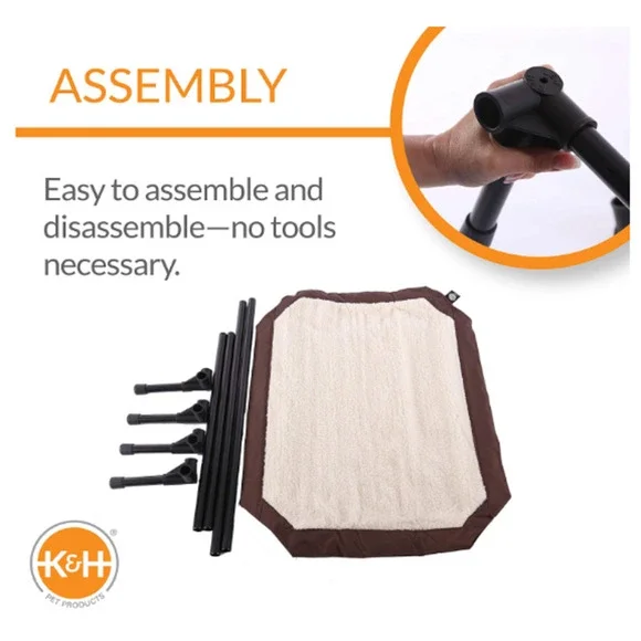 K&H Dog Warming Cot Elevated Dog Bed, Chocolate/Fleece Medium 25 X 32 X 7 Inches - Picture 6 of 10